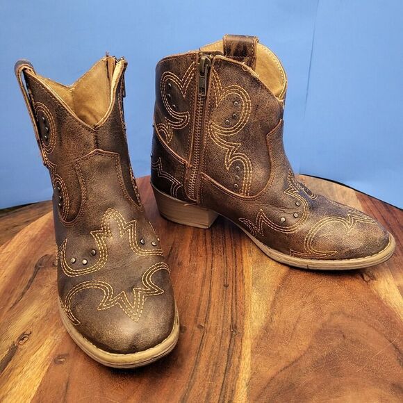 Sterling River Cowboy Boots Embroidery Studs Brown SRN6008 Women's 6.5 - Picture 11 of 12